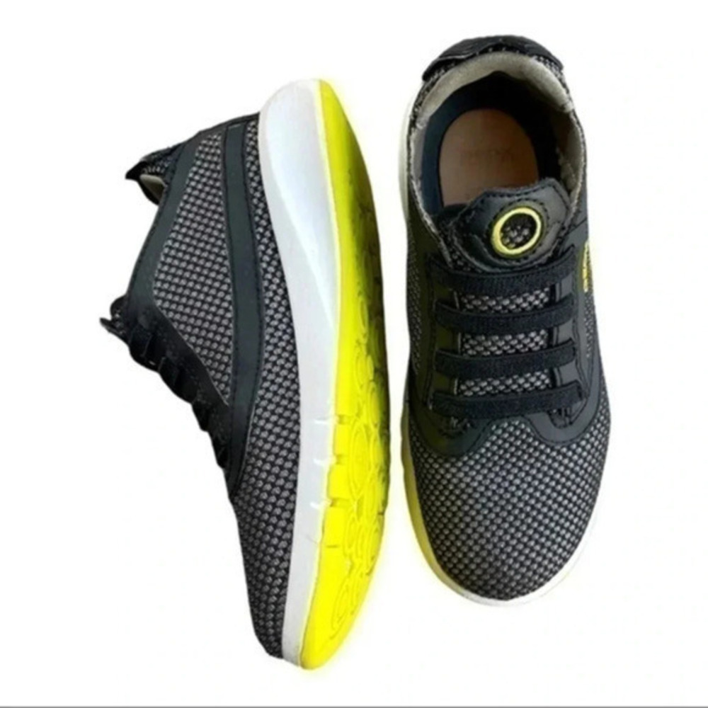 Geox boys sneaker black/lime green breathable sole leather insole size 31 EUC